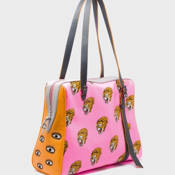 NIB Min & Mon Esther Bubblegum Pink Satchel Bag - Blazing Tiger - Picture 2 of 9